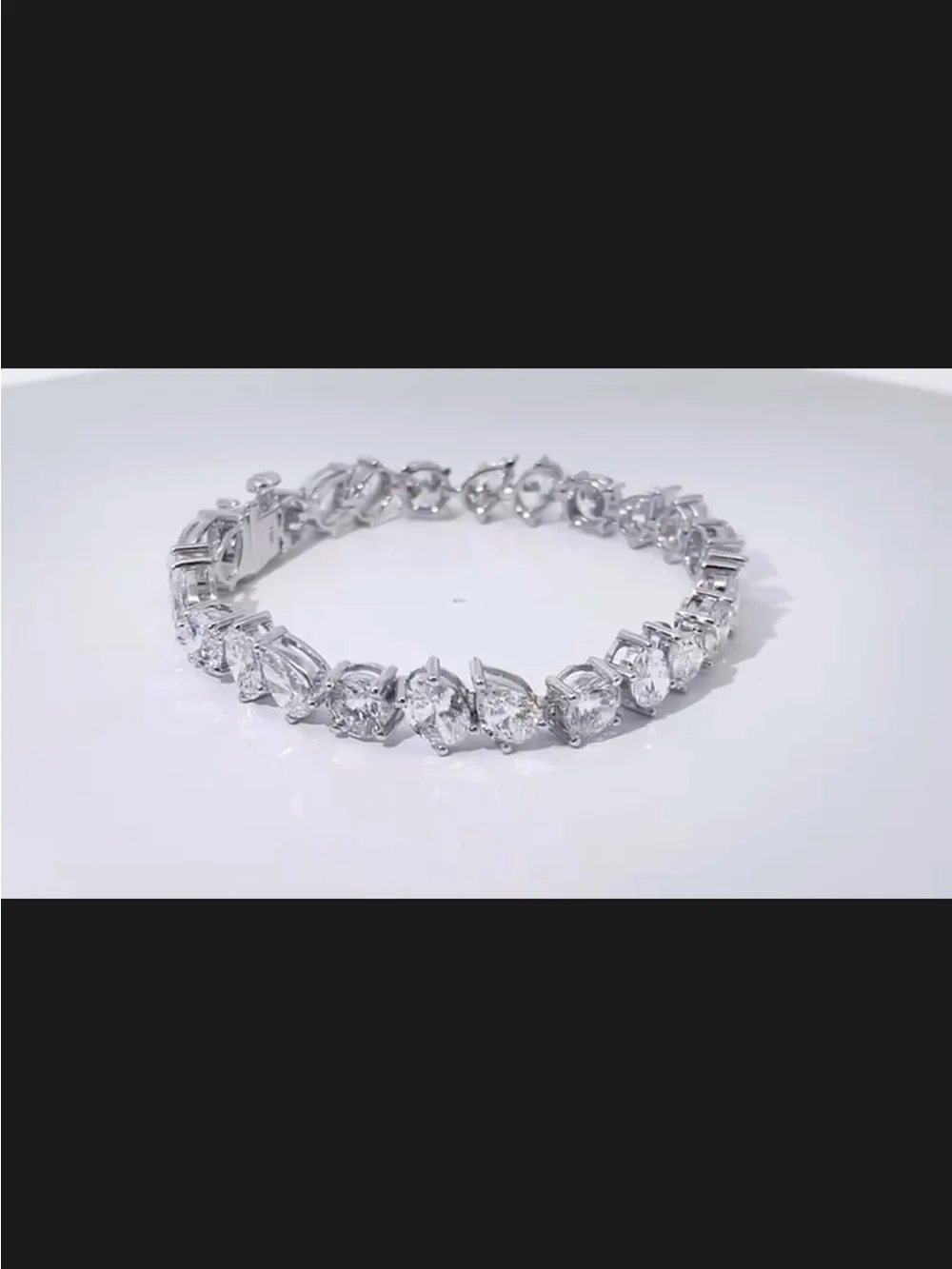 18K White Gold Mixed-Shape Lab Diamond Tennis Bracelet